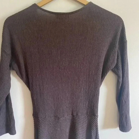 Modcloth Gray Ribbed Knit Faux Wrap Dress - Picture 13 of 14